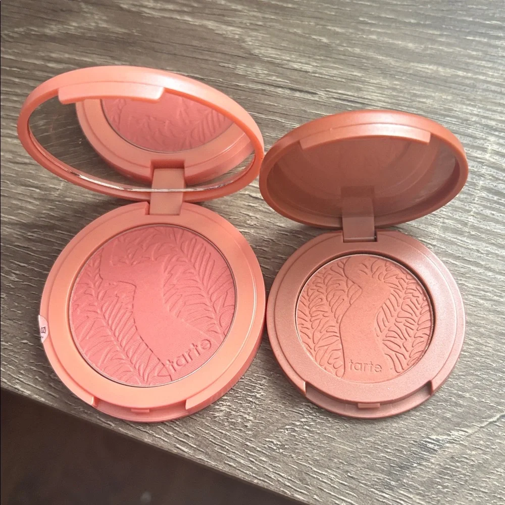 Tarte Coral & Rose Gold Compact Set, feisty and captivating